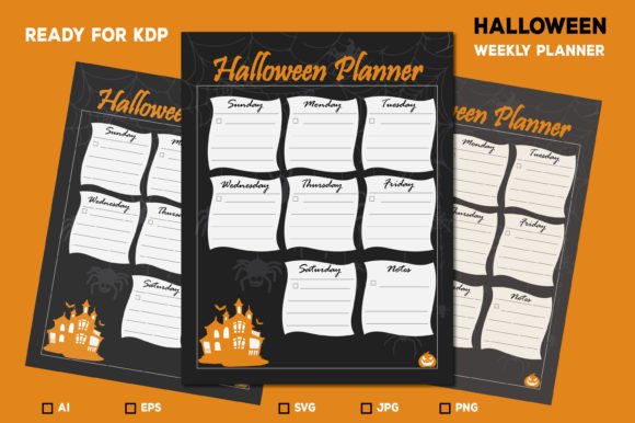 Halloween Weekly Schedule Graphics for KDP Interiors & Merch