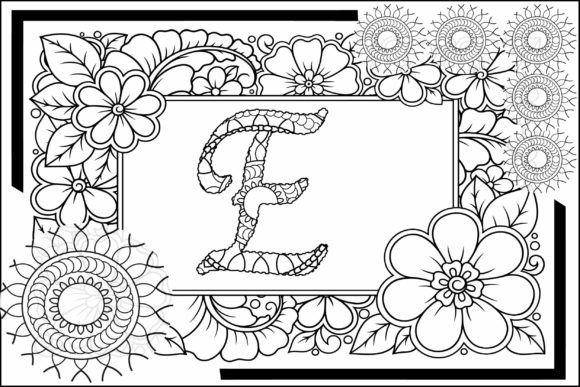 Mandala Letter E Graphics for Crafting & Coloring