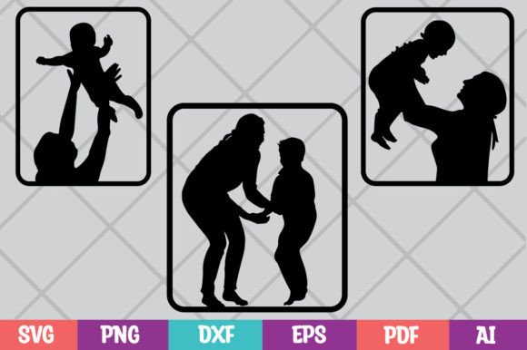 Mom and Kid Silhouette Graphics for Crafts & Publishing