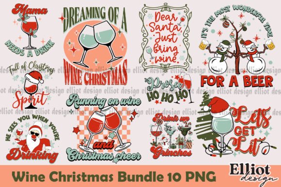 Wine Christmas Graphics for Crafting Festive Handmade Products